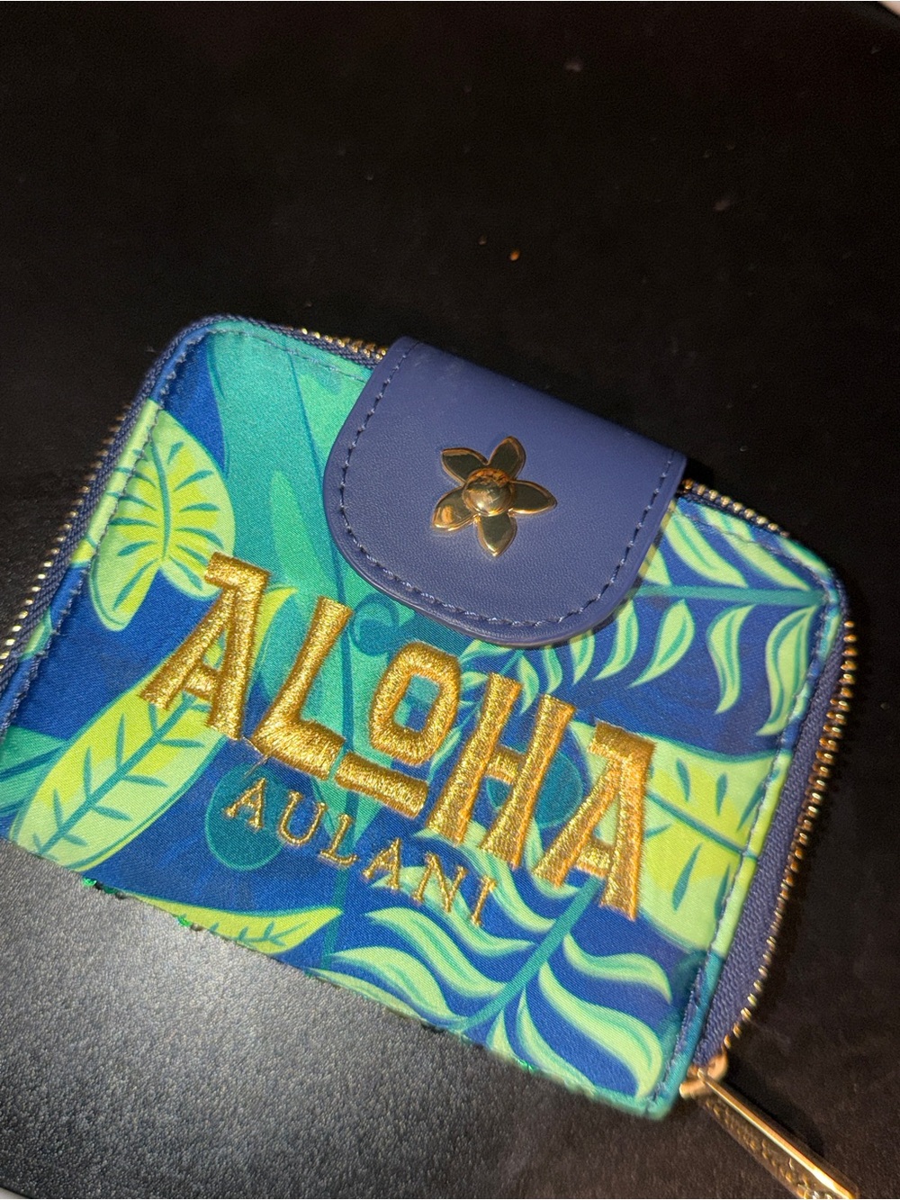 Disney Loungefly Aulani Aloha Tropical Sequin Zip Around Wallet Hawaii
